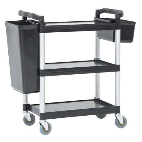 Hubert® Black Plastic 3 Shelf Small Utility Cart 31 910l X 17 18w