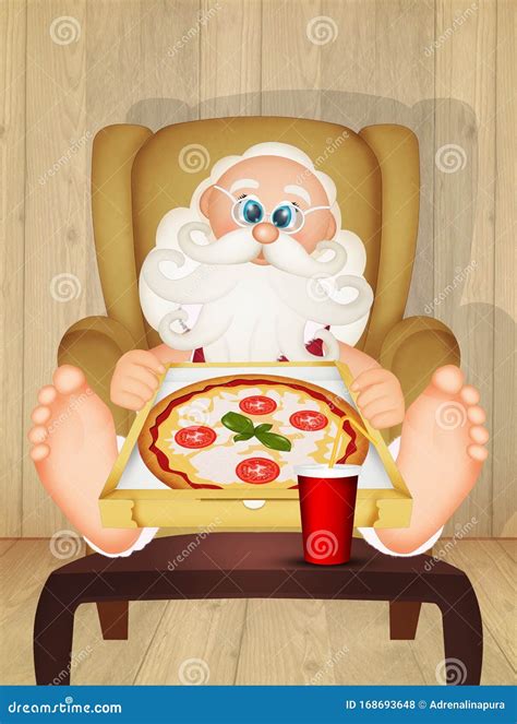 Illustration Of Santa Claus Eating Pizza Stock Illustration