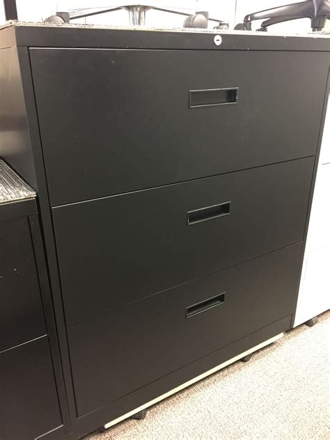This particular cabinet set was used for decades in a michigan bank for customer records storage. 3 Drawer Lateral Filing Cabinet Steelcase 800 Series Black