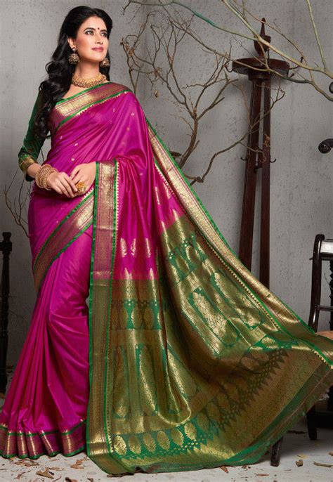 Buy Kanchipuram Saree In Fuchsia Online Spqa47 Utsav Fashion