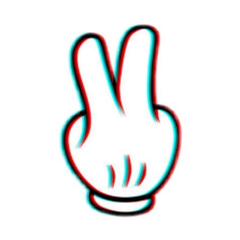Peace Glitch Effect Mickey Hand Cute Kawaii Aesthetic