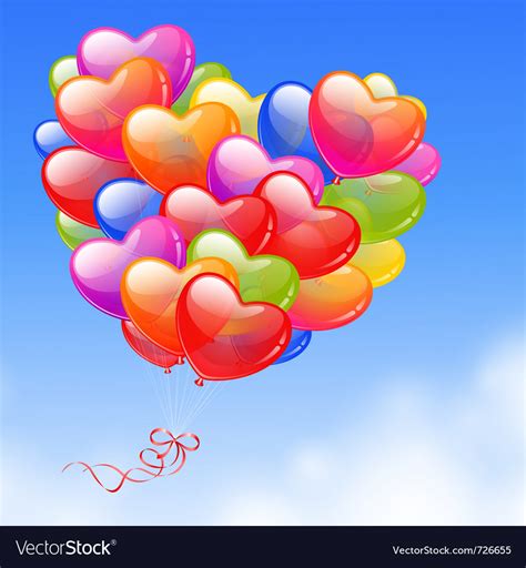 Colorful Heart Shaped Balloons Royalty Free Vector Image