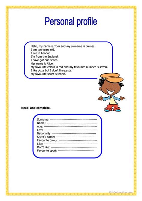 Personal Profile Worksheet Free Esl Printable Worksheets Made By Teachers