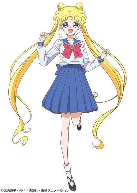 An Anime Character With Long Blonde Hair Wearing A Sailor Outfit And Holding Her Hands Behind