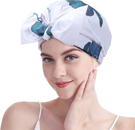 Shower Cap For Women Waterproof Reusable Shower Hair Caps Adjustable