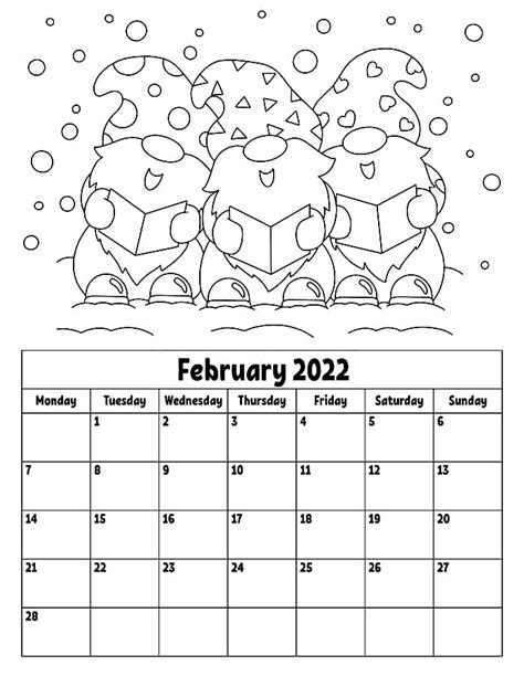 February 2022 Calendar Coloring Page Free Printable Coloring Pages