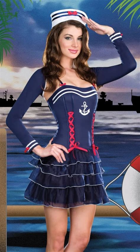 Sexy Sailor Outfit Women Exotic Navy Soldier Mini Dress Hen Party