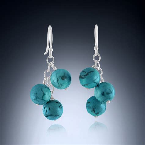 Turquoise Chandelier Earrings With Sterling Silver