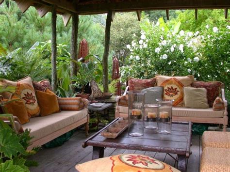 Fresh Backyard Garden Atmosphere Paired With Rustic Outdoor Seating