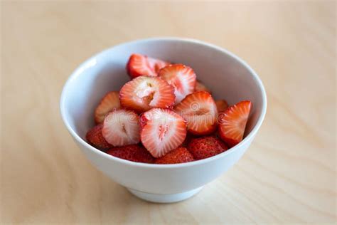 Fresh Cutted Strawberry In A Bowl Stock Photo Image Of Beautiful