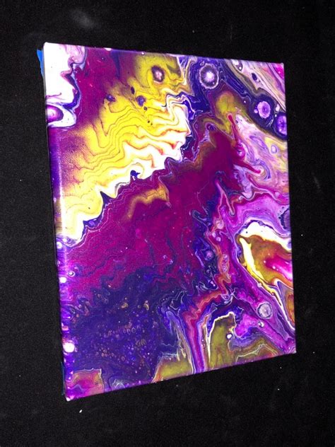 Metallic Purple Acrylic Pour Painting On Canvas Etsy