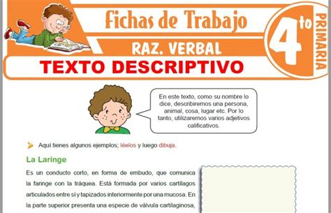 El Texto Descriptivo Para Cuarto De Primaria Fichas De Trabajo