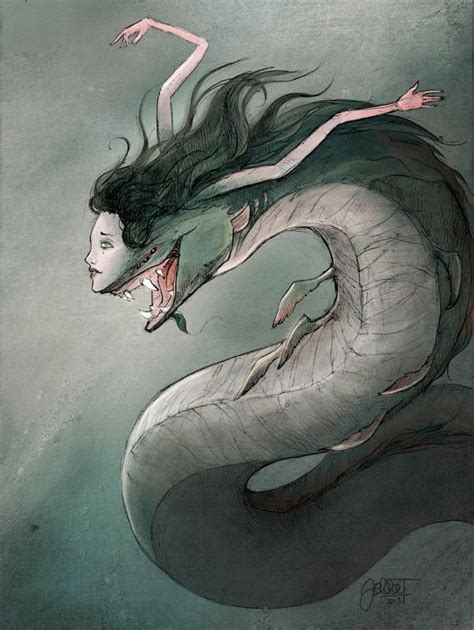 Beautiful Mermaid By Hoodd On Deviantart Scary Art Mythical