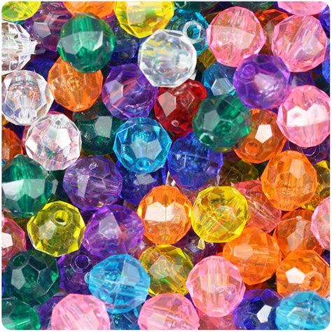 Beadtin Transparent Multi 10mm Faceted Round Craft Beads 210pcs