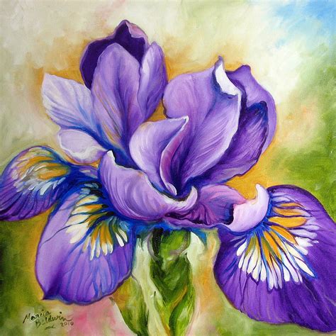 Purple Iris Wildflower Painting By Marcia Baldwin