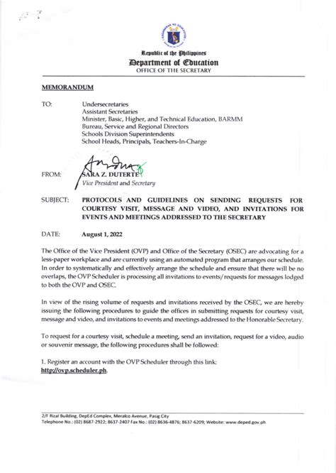 Deped Guidelines On Sending Requests Addressed To The Secretary Teacherph