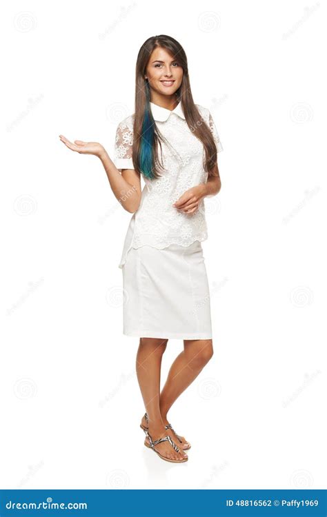 Woman Showing Blank Copy Space Stock Photo Image Of Copyspace Hand