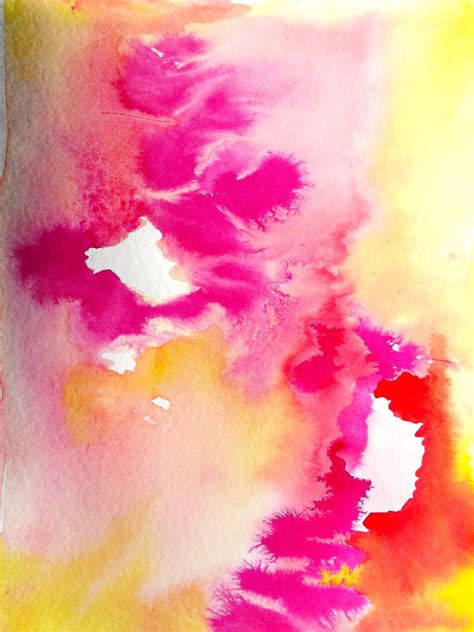 Abstract Watercolor Painting Pink And Sunny Yellow By Lanasart