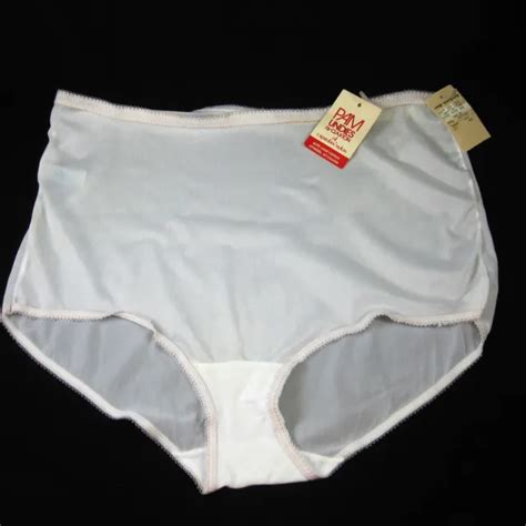 Pam Undies Claxton Sheer White Nylon Panties Size 6 Vintage 1970s