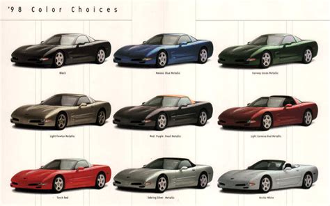 1990 To 1999 Corvette Exterior And Interior Colors
