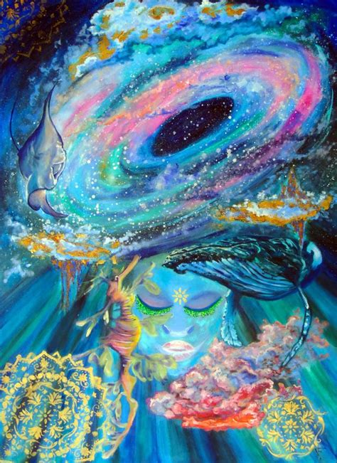 Surreal Universe Fantasy Underwater Galaxy World Original Art Painting