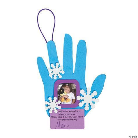 Handprint Snowflake Picture Frame Christmas Ornament Craft
