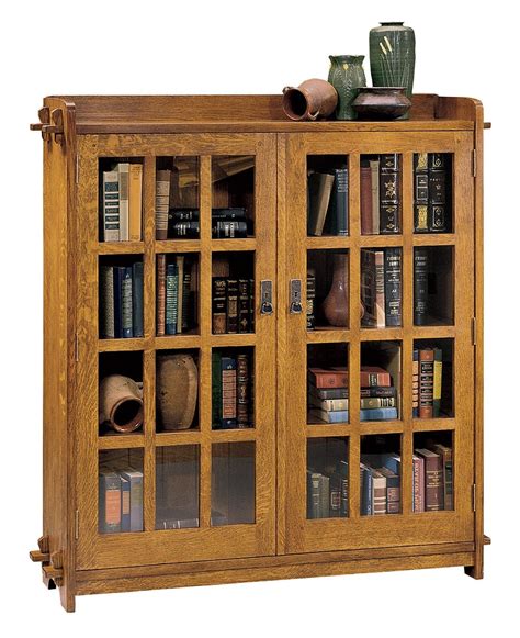 Double Bookcase With Glass Doors Stickley Brand