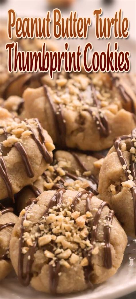 Easy Peanut Butter Turtle Thumbprint Cookies