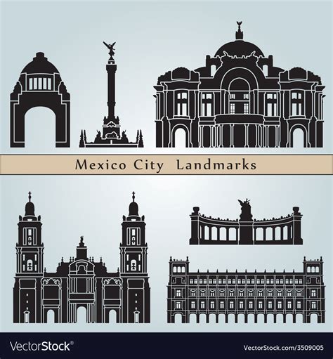 Mexico City Landmarks And Monuments Royalty Free Vector
