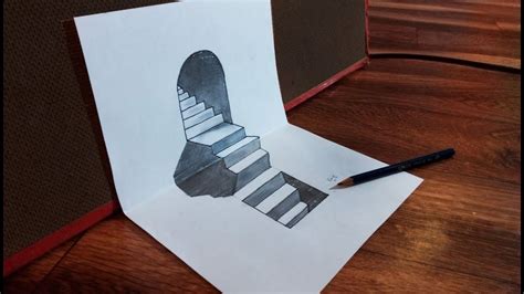 How To Draw 3d Stairs And Hole Optical Illusion On Paper Kaif Sketch