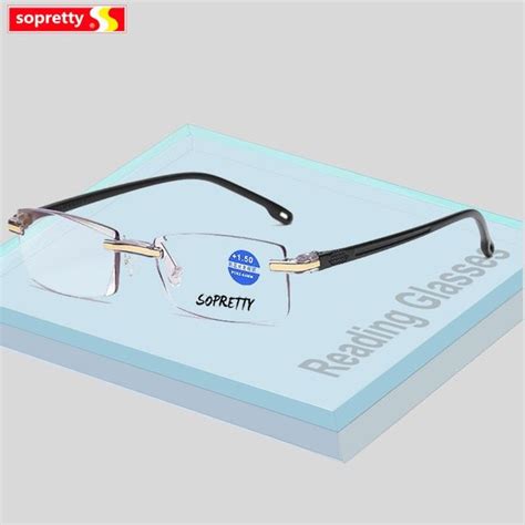 tr90 anti blue ray men s rimless frame presbyopia glasses coating blue reading glasses