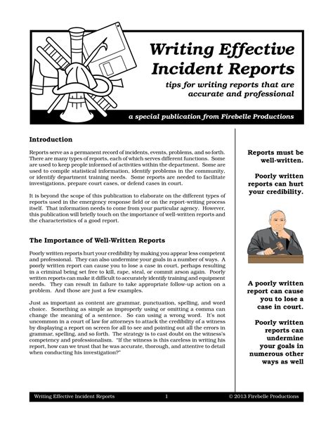 How To Write Incident Report Format Images