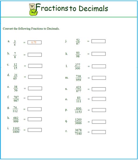 Rational Numbers Fractions And Decimals Worksheet