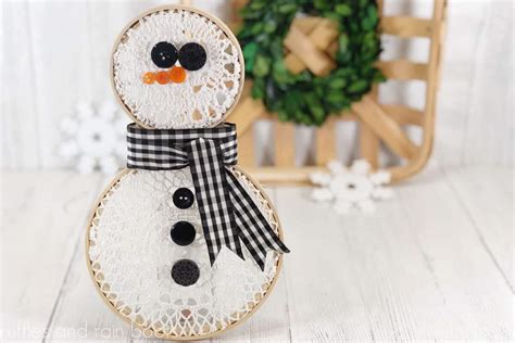 Embroidery Hoop Snowman With Doilies A Fun 30 Minute Craft For Winter