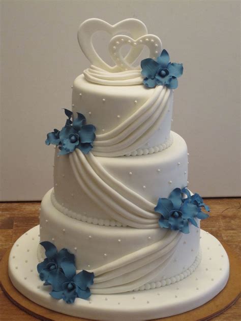 blue orchid wedding cake