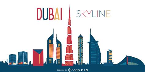 Dubai Skyline Silhouette Illustration Vector Download