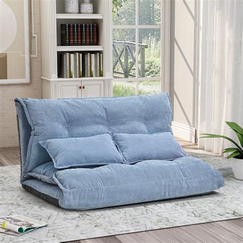 Blue Home Sofa Bed Adjustable Folding Futon Sofa Leisure Sofa Bed With