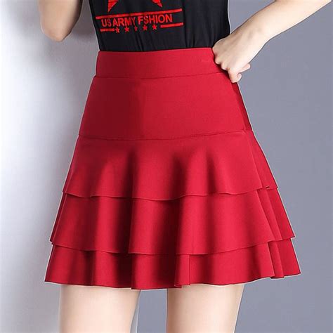 2018 New Women Fashion Mini Skirts Solid Color Plus Size Mini Skirts