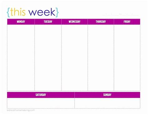 7 Day Schedule Template Lovely 7 Day Weekly Planner Template Printable