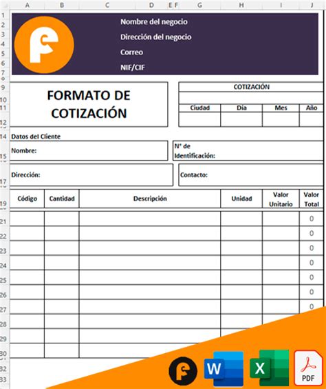 Formato De Cotizaci N En Excel Gratis