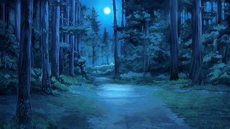 Scenery Anime Forest Background Night Anime Forest At Night Posted By