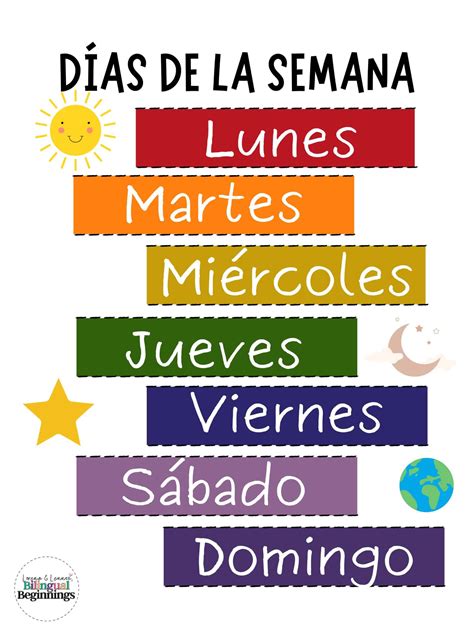 Spanish Words For Days Of The Week Free Printable 2023