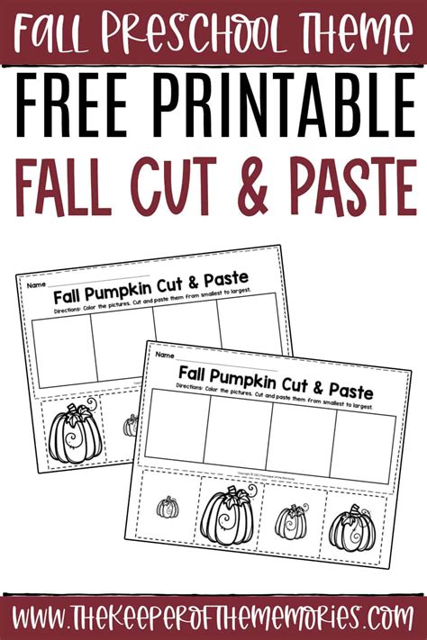 Free Printable Fall Cut And Paste Worksheets The Keeper Of The Memories