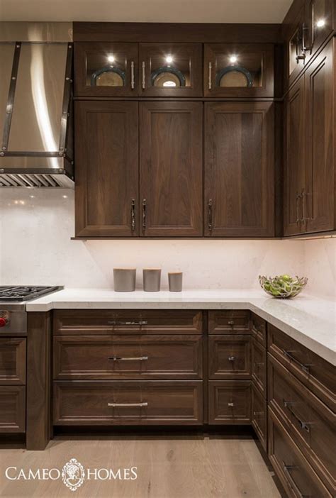 Crisp cambria white cliff countertop paired with whether you like the look of a reddish cherry wood, or a more saturated color, darker cabinets may be the best option. 77+ Stylish Dark Brown Cabinets Kitchen Suitable For ...