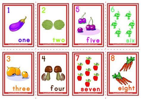 Counting Numbers Flashcards Fruits And Vegetables Aussie Childcare