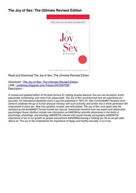 Epub Download The Joy Of Sex The Ultimate Revised Edition Download The Joy Of Sex The