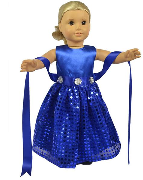 2016 latest american girl doll clothes beautiful blue doll dress for 18 inch american girl doll