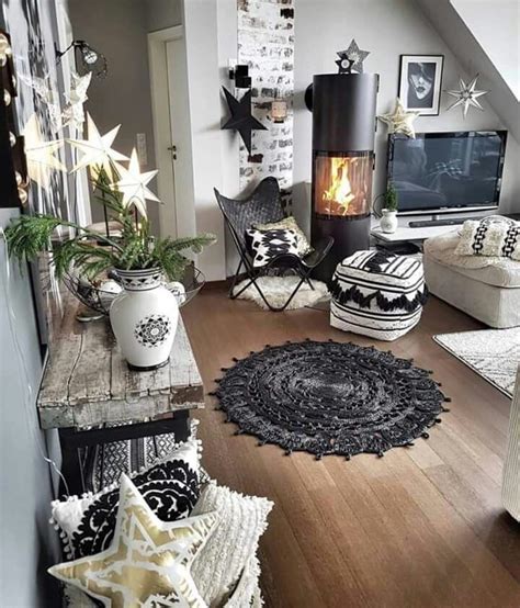 30 Black And White Boho Living Room Decoomo