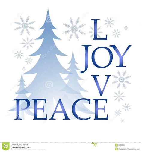 Love Joy Peace Christmas Card With Tree And Snow