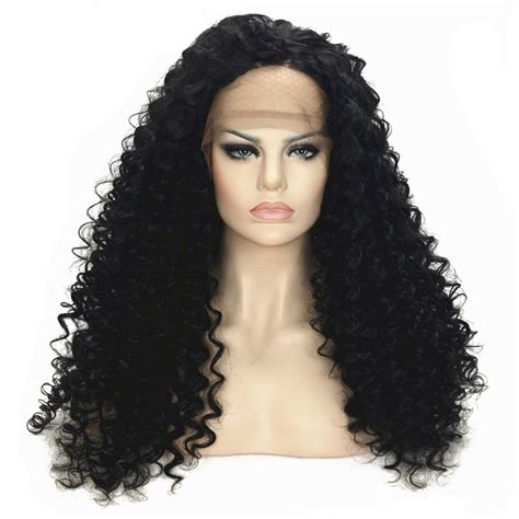 Strongbeauty Synthetic Lace Front Wig Black Long Curly Hair Wigs In